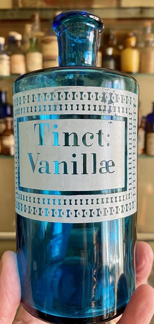 Antique Turquoise French Glass Apothecary  Jar