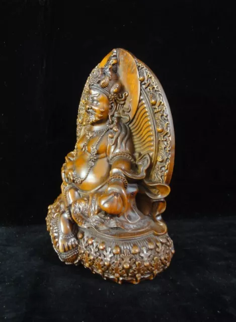 Blessing Chinese Tibetan Boxwood Hand Carving "JinGang" Buddha Statue Sculpture 2
