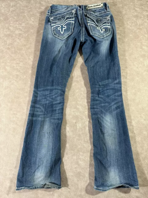 Rock Revival Womens Boot Cut Denim Jeans Contrast Stitch Low Rise Faded 27 2