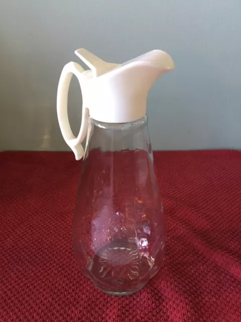 Log Cabin Syrup Dispenser Clear Glass Bottle MCM Style Vintage 3