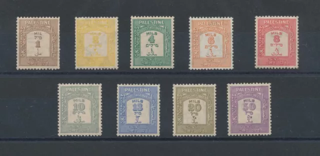 1928 Palestina, franqueo dos estampillas, SG. D12/D20 - Serie de 9 valores - MNH