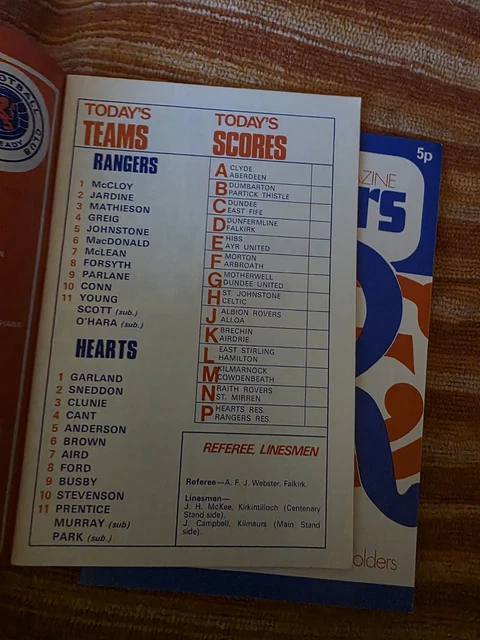 9 X RANGERS Home Programmes From Season 1973-74 L11 Some Writing £9.70 ...
