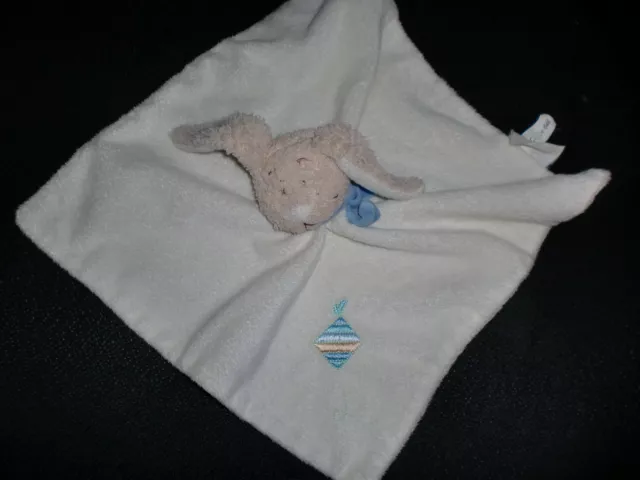 doudou plat lapin écharpe bleu brodé cerf volant BENGY (2 dispo)