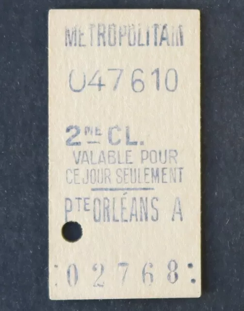 Ancien ticket Paris Métro 1936 PORTE ORLEANS A Metropolitain Railway 9