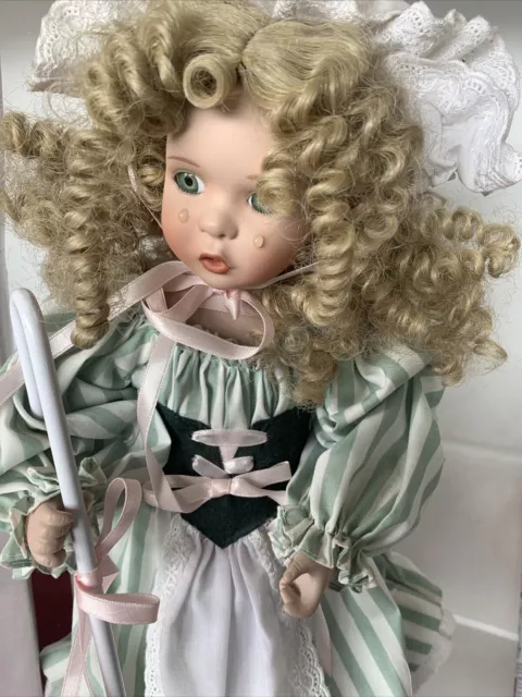 LITTLE BO PEEP PORCELAIN & CLOTH DOLL Ashton-Drake Wendy Lawton w/STAND (L1)