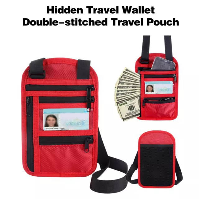 RFID Blocking Money Pouch Travel Passport ID Card Holder Neck Wallet Bag