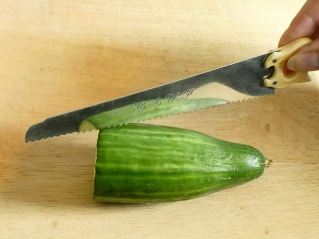 1912 CUCUMBER SAW or LETTER OPENER Sterling Silver RARE Miniature Novelty 2