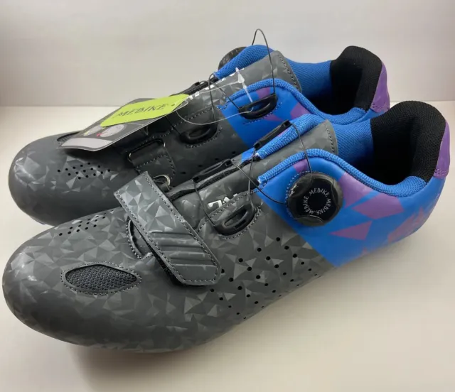 MEBIKE Size 9 WOMENS Blue Cycling Shoes with Rotary Buckle Highway Bike Lock NEW