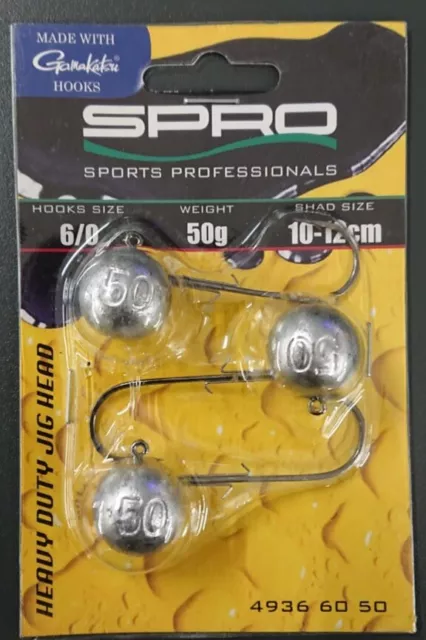 Spro Gamakatsu HD Jighead Jig 90 6/0 50g 3 Stück Gamakatsu Rundkopf