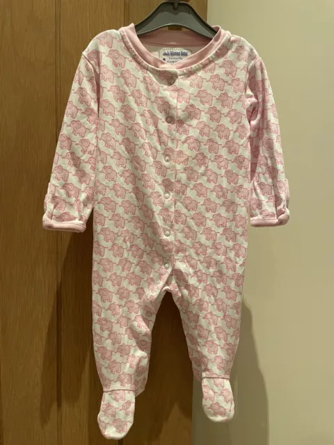 Jojo Maman Bebe Baby Girl Pink Elephants Sleepsuit Size 3-6 Months