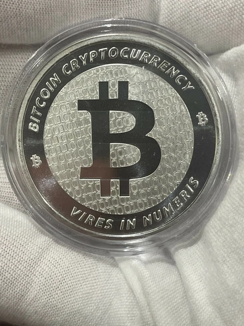 Bitcoin 1oz .999 silver commemorative coin BTC crypto in a Capsule Free Shipping