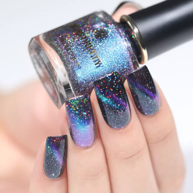 BORN PRETTY Chameleon Holographics Nail Polish  Magnetic Varnish Black Base