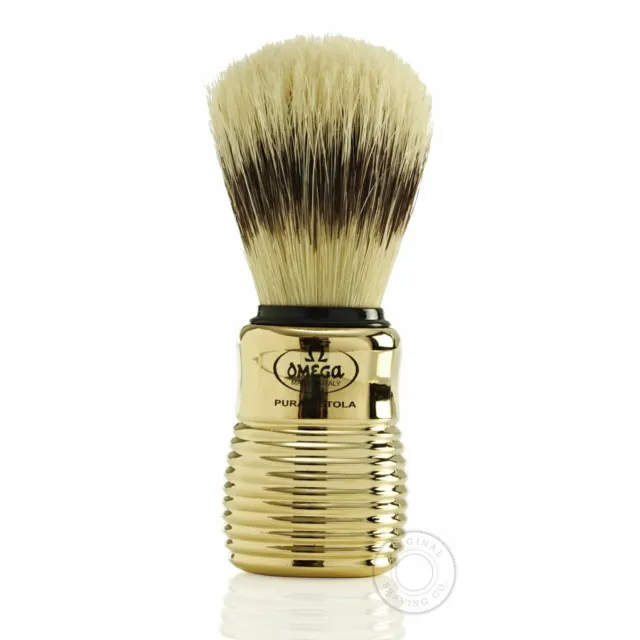 Omega 11205 Pure Bristle Shaving Brush - Gold Handle