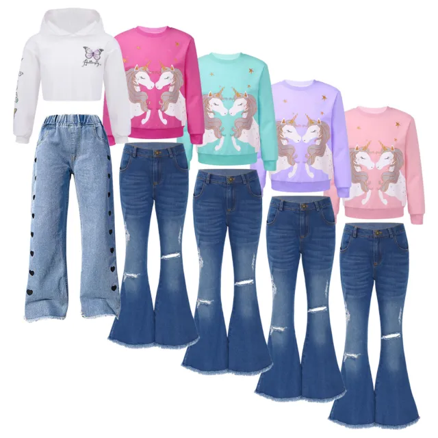 Set 2 pz abbigliamento bambina 6-16 anni set playwear maniche lunghe camicie pantaloni
