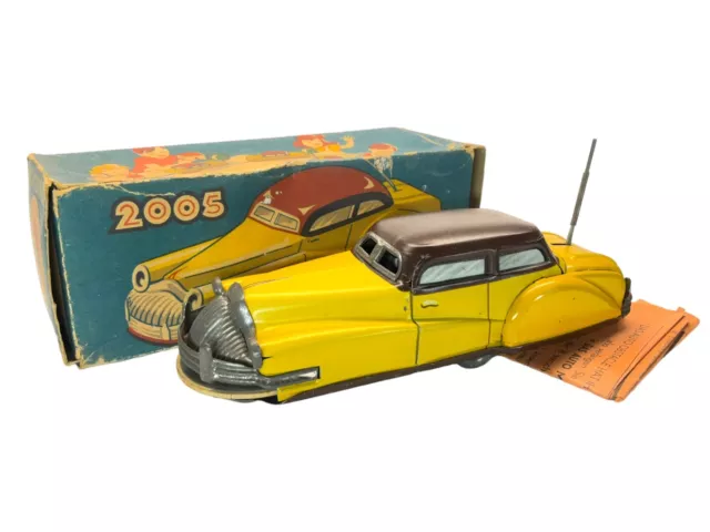 Joustra French 2005 Tin Litho Two Tone Yellow & Brown Auto-Obstacle Car BOXED ♤