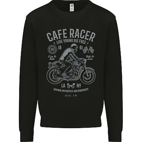Cafe Racer Live Young Biker Motorcycle Mens Sweatshirt Jumper