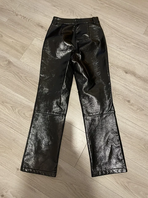 Pantalon femme noir brillant PVC brillant brillant haute brillance taille 8 L28 2