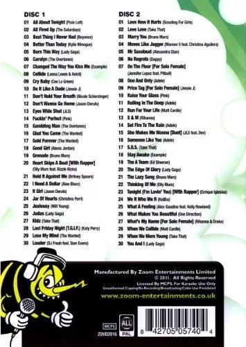 Zoom Karaoke Ultimate Karaoke Party 2011 DVD - 60 Pop tracks on 2 DVDs 2