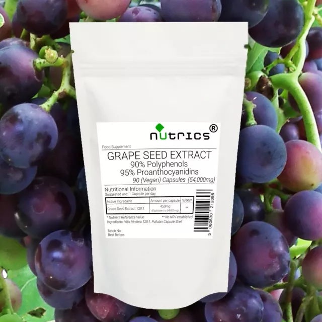 Nutrics® 54,000mg GRAPE SEED EXTRACT Grapeseed 120:1 95% OPC Pure V Capsules