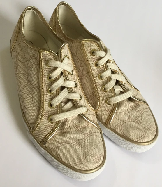 Women's Coach Dee Signature Gold Sneakers Shoes 9.5 M  $150