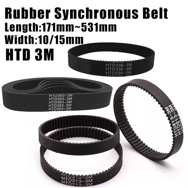 HTD 3M 171~531 Close Loop Synchronou Timing Belt Width 10/15mm Rubber Drive Belt