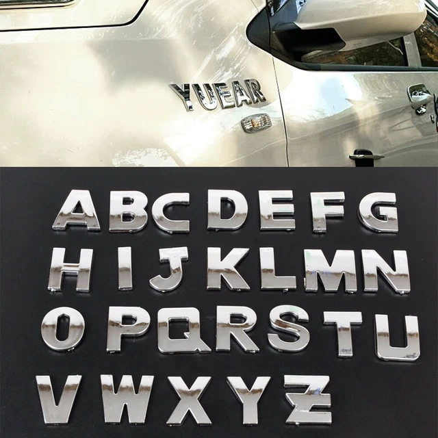 40PCS 3D CHROME Car Alphabet Letter Number Symbol Emblem Badge Decals ...