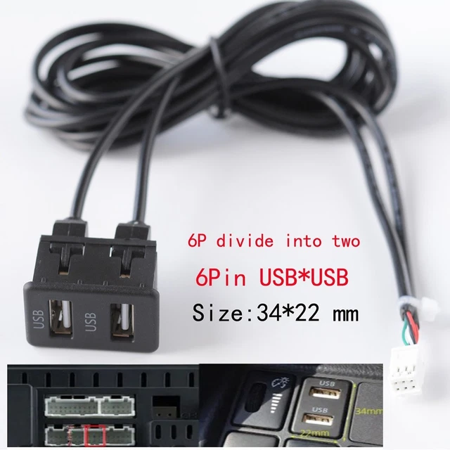 6 PIN TO USB Port Panel Interface for Car Navigation Systems Black ABS ...