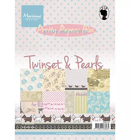 Design Motivpapier - Twinset & Pearls - 32 Bogen / 8 Motive / DIN A5