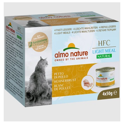 Almo Nature HFC Light Cibo Umido per Gatti - Petto di Pollo - 4x50 gr