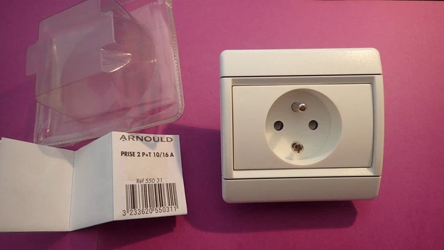 Prise électrique Double Arnould INITIA Blanche - Modèle 69435 - Vendu à L'unité, Occasion