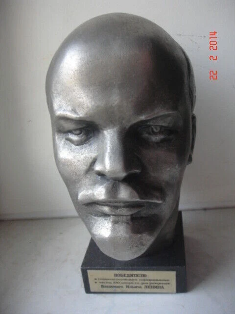 V. Lenin Statuetta busto in metallo russo comunista bolscevico sovietico...