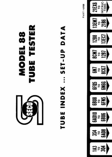 SECO 88 Tube Test Data book