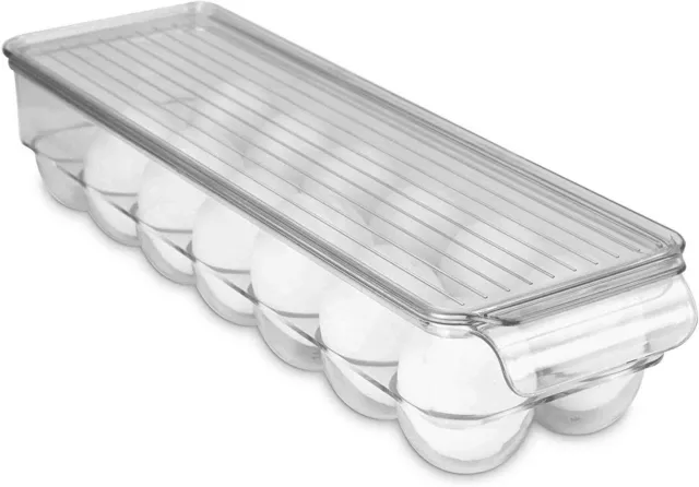 Refrigerator Egg Holder w/cover, Super Closure, Stackable BPA Free (14 tray)