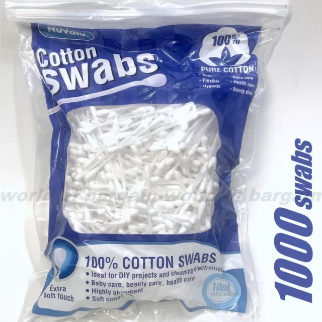 1000 COTTON SWABS Buds Double Tip Ear Cleaning Q Tips Makeup Applicator Flexible