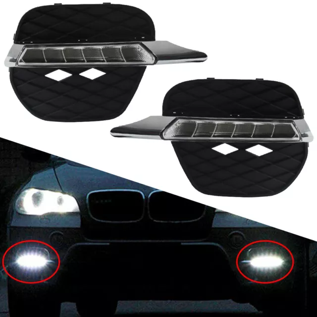 Car DRL LED Daytime Running Light Fog Lamp Fit for BMW X5 E70 LCI SUV 2011-14 Ze