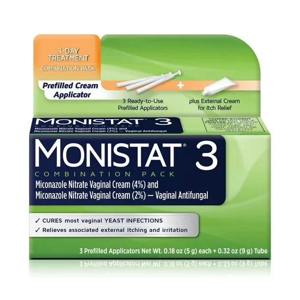 Paquete combinado antifúngico vaginal Monistat 3 3 aplicadores + crema 363736443009