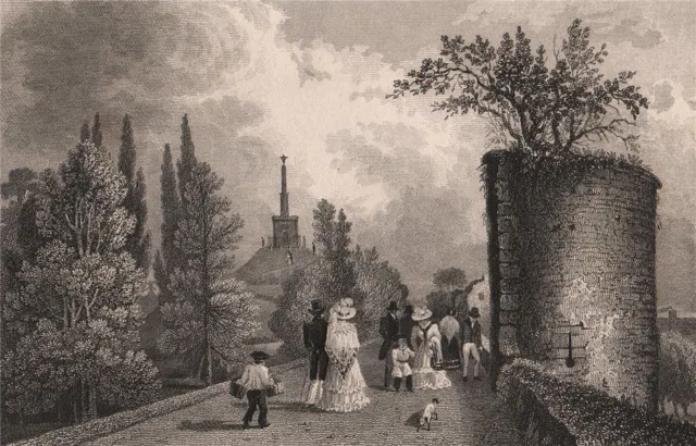 Dane John Mound, Canterbury, Kent. SHEPHERD 1829 old antique print picture