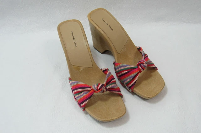 Amanda Smith Shoes Striped Wedge Sandals Size 10 Vintage Amanda Smith Shoes Striped Wedge Sandals Size 10 Vintage