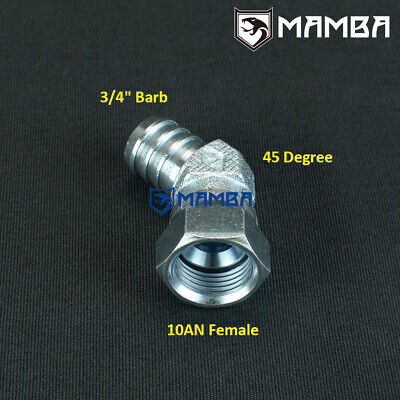 MAMBA 45Deg 10AN Female to 3/4" Barb Adapter Fitting Universal Turbo Oil Return