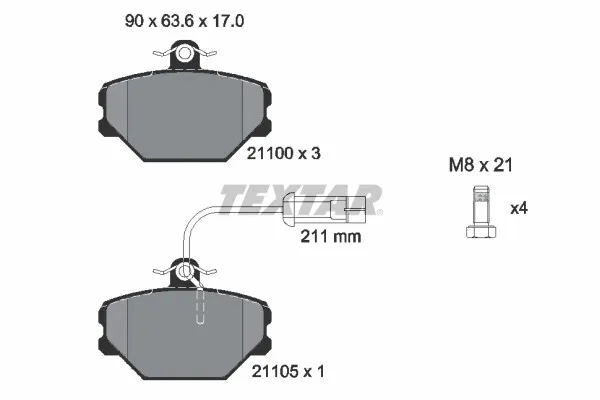 2110005 TEXTAR Kit pastiglie freno, Freno a disco per FIAT,LANCIA,YUGO,ZASTAVA