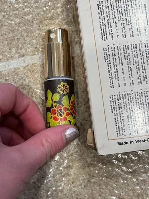 NIB Vintage Jlona West German Mini Floral Perfume Spray Bottle Atomizer.