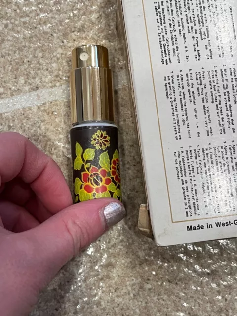 NIB Vintage Jlona West German Mini Floral Perfume Spray Bottle Atomizer. NIB Vintage Jlona West German Mini Floral Perfume Spray Bottle Atomizer.