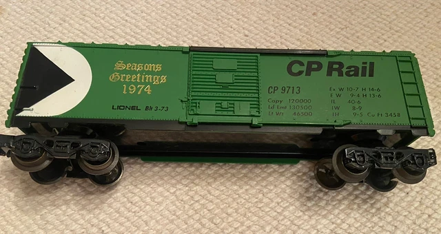 Lionel 9713 Season Greetings Rare CP Rail Boxcar 1974 O Gauge New No Box