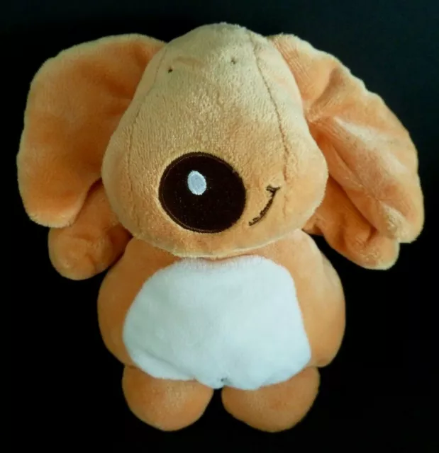 B6- DOUDOU PELUCHE ORCHESTRA CHIEN ORANGE BLANC NEZ MARRON 19cm - ETAT NEUF*