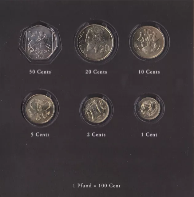 Cyprus - set 6 coins 1 2 5 10 20 50 Cents 2004 UNC in the booklet Lemberg-Zp