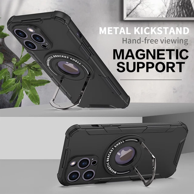 Case For iPhone 13 14 12 15 Pro Max Armor Magnetic Hard Stand Protection Cover