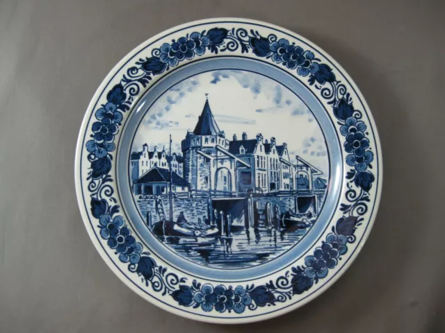 Decorative wall plate landscape harbour ship Dutch Blue Delft 21cm free shipping