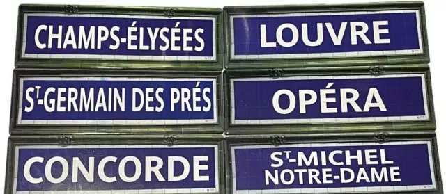 Paris Metro Sign Plaque Mini Paris France Train Station Enameled Metal Blue Deco