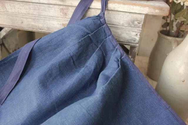 Apron Antique French Country blue Indigo fabric dyed textile work wear textile
