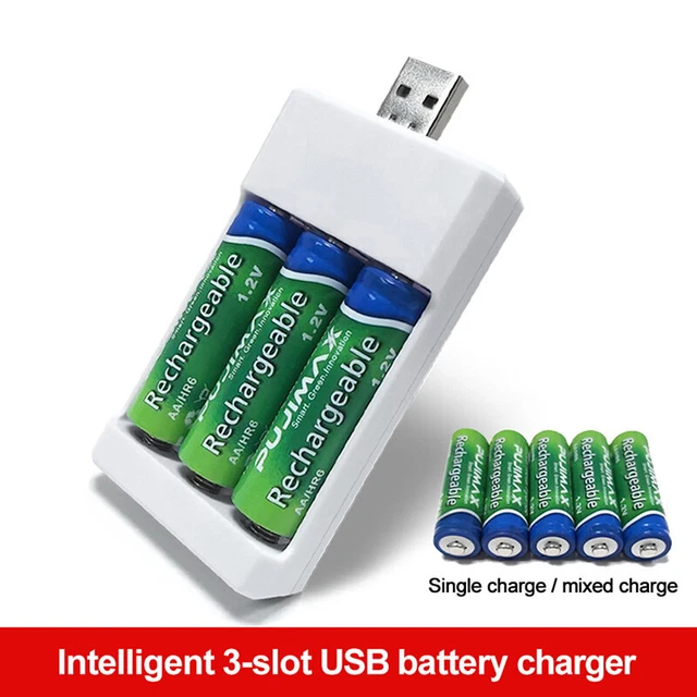 3 SLOTS AAA AA Battery Charger USB Fast Charging Adapter Rechargeable 3-slots-aaa-aa-battery-charger-usb-fast-charging-adapter-rechargeable
